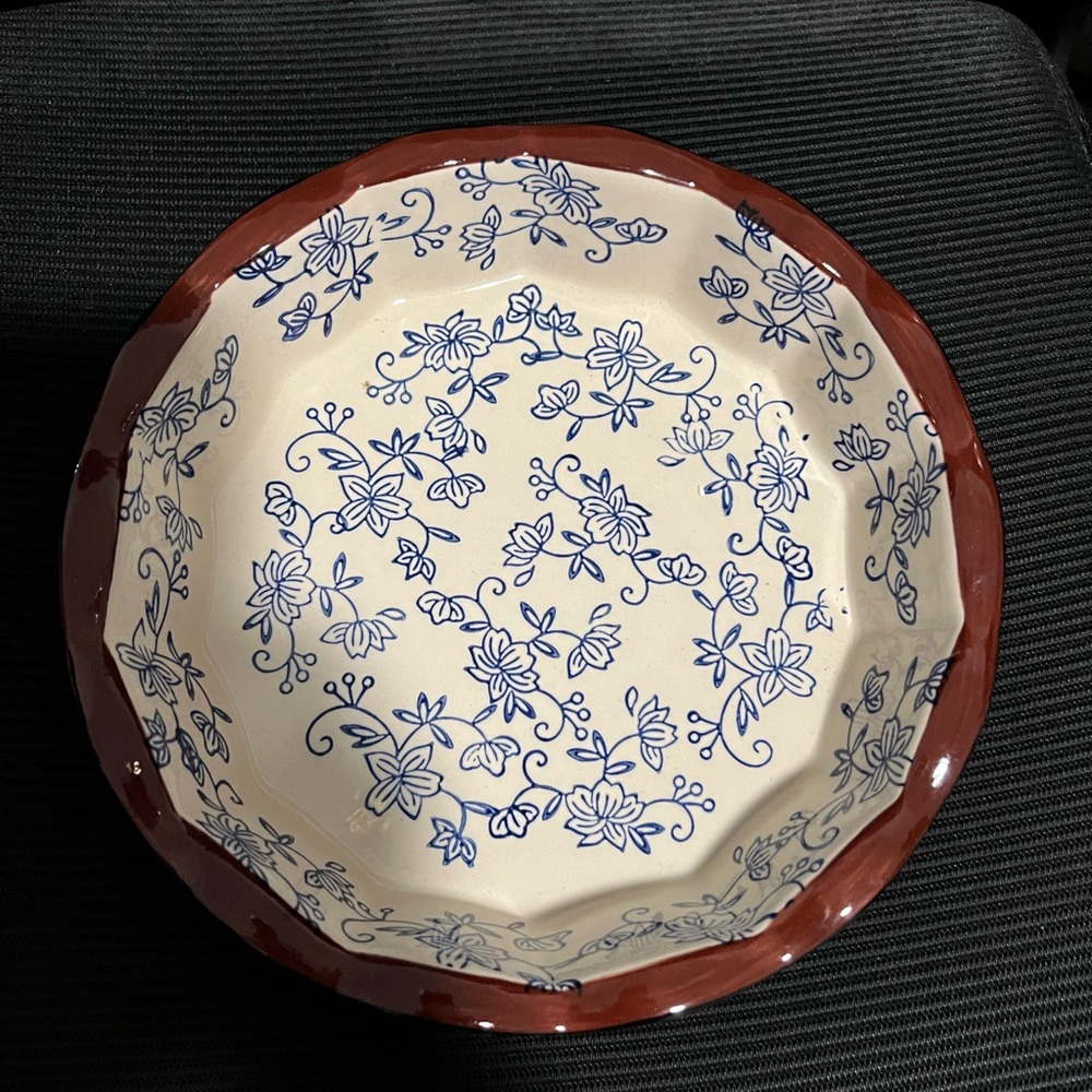 Temptations Presentable Ovenware by Tara Floral Lace Cobalt Blue 9” Pie Plate